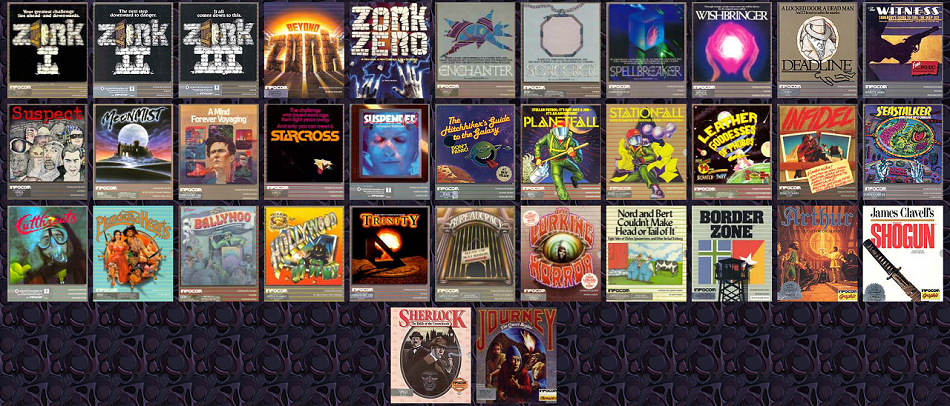 A larger grid showing covers for most of Infocom's games.